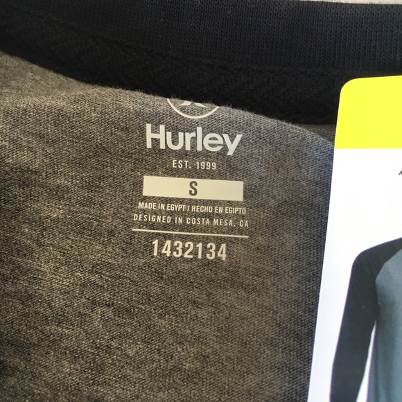 Hurley Mens Long Sleeve Tee Shirt  Gray Black Size S Cotton Polyester New - Picture 7 of 8